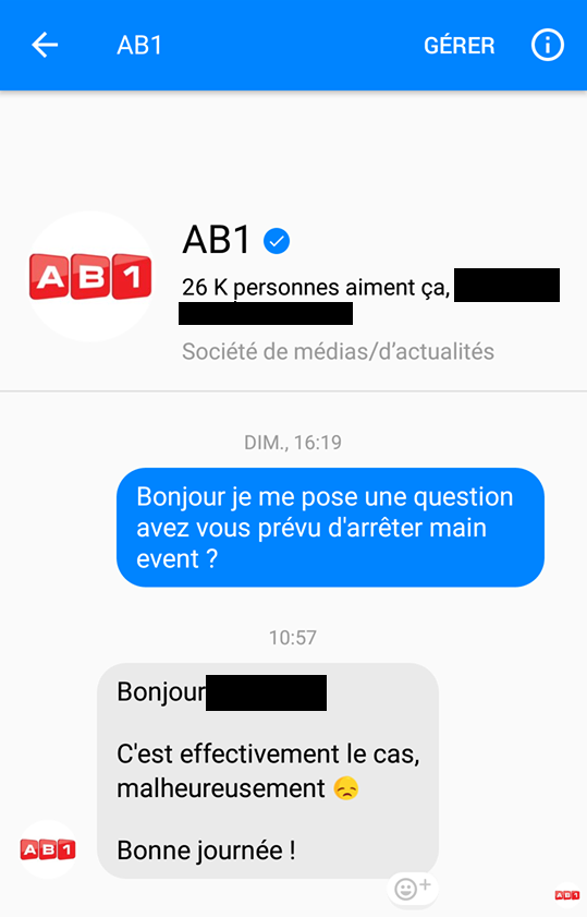 AB1 Réponse Main Event