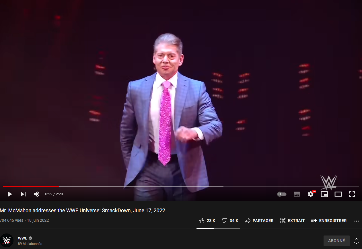 vince mcmahon dislikes youtube